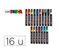 Mitsubishi Pencil Marqueur POSCA PC-7M - pointe conique 4,5-5,5 mm - 16 unités couleurs assorties