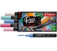 STABILO Marqueur acrylique FREE Acrylic T300 – Étui carton 5 marqueurs – Pointe moyenne – Set Candy