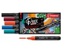 Marqueur acrylique - STABILO FREE Acrylic T300 - Etui carton x 5 marqueurs peinture - Pointe moyenne - Set 2 "Urban"