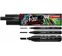 Marqueur acrylique - STABILO FREE - Etui carton x 3 marqueurs peinture - pointes mixtes - noir