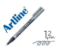 Marqueur artline permanent pointe fine conique 1.2mm tous supports corps métal encre pigmentée résiste eau argent
