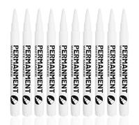 Marqueur Blanc Indélébile, Lot de 10 Stylos Peinture à Pointe Fine, Feutre Blanc Permanent pour Pierre, Métal, Verre, Bois et Plastique, Imperméable et Séchage Rapide, 13,5cm