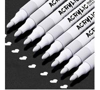 marqueur blanc permanent,8pcs Feutre Acrylique,Imperméable,séchage rapide,largeur de trait 2mm,convient pour la pierre,le bois