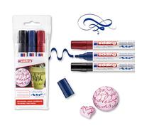 Marqueur calligraphie edding 1455 - Étui de 3 - Noir,bleu acier,cramoisi - Pointe calligraphique flexible 1-5 mm - Feutre pour papier, bois, toile -débutants, lettrage, bullet journals, cartes de vœux