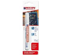 Edding 4095 Marqueur craie liquide - blanc - 1 feutre craie liquide - pointe ronde 2-3 mm - feutre craie effacable pour écrire sur les vitres,le verre - feutre craie ardoise aux couleurs opaques