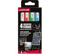 Uni-Ball Marqueur craie liquide Chalk - pointe 1,8-2,5 mm - pochette de 4 assortis