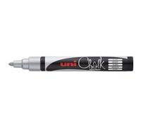 Faber-Castell uni-ball 186211 - Marqueur fenêtre & craie UNI CHALK PWE-5M, 1,8 - 2,5 mm, pointe ogive, argenté