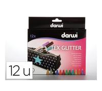 Marqueur darwi tex glitter pour tissus pointe 2mm coloris assortis set 12 unites