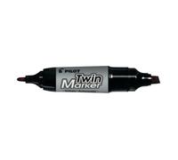 Marqueur double pointe - PILOT - Twin Begreen - Noir - Pointe 1 mm/6,5 mm - Encre permanente sans solvant