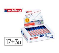 Marqueur edding e-660 tableaux blancs effacable a sec pointe moyenne trace 1,5/3mm bleu pack 17 + 3