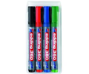 Marqueur Edding pour tableau blanc 360, rechargeable, set de 4 couleurs
