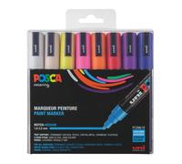 Marqueur-feutre à base d'eau - UNI - POSCA - Lot de 8 pièces - Pointe ogive - Multicolore - Opacité opaque