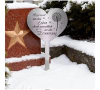 Marqueur funéraire élégant en acier inoxydable en forme de cœur | Décoration pour vos proches, décoration de jardin durable pour cimetière Argenté 28 x 12 cm