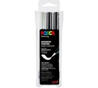 Posca Marqueur à pigment PCF-350 pointe pinceau étui de 3 (2 noirs, 1 blanc) assorti