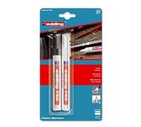 Marqueur peinture indélébile - EDDING - Lot de 2 - Pointe ogive large - Noir et blanc - Opaque - Indélébile