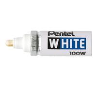 Pentel Marqueur peinture WHITE 100W – Pointe ogive 2,9 mm fibre – Corps métal – Indélébile – Blanc