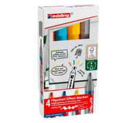 Marqueur permanent Eddind E 385 pointe pinceau flexible 1 à 5 mm - Pochette de 4