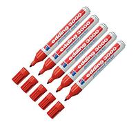 Marqueur permanent Edding 3000, pointe ogive 1,5 - 3 mm, rechargeable, Rot, 5er Pack
