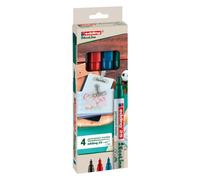 Marqueur permanent Edding E 25 pointe ogive 1 mm - Pochette de 4