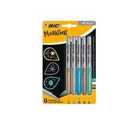 BIC Marqueurs permanents Intensity – Couleurs métalliques assorties, faible odeur – Lot de 5
