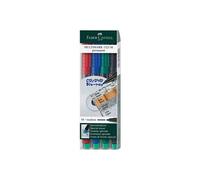 FABER-CASTELL 152504 - Marqueurs permanents MULTIMARK, épaisseur: M, Etui de 4, contenu: 1 rouge, 1 bleu, 1 vert, 1 noir