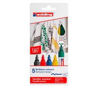 Marqueur permanent pour textile Edding 4600 pointe ogive 1 mm - Pochette de 5