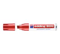 edding 800 Marqueur permanent - rouge - 1 stylo - pointe biseautée 4-12 mm - pour des marquages larges - sèche vite, résiste à l'eau et aux frottements - pour carton, plastique, bois, métal, verre