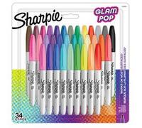 Marqueur permanent Sharpie Glam Pop pointe 1,5 à 3 mm - Pochette de 12