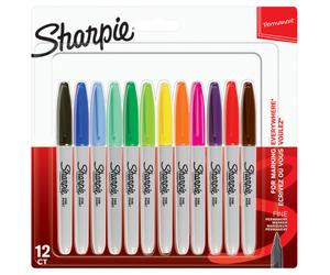 Marqueur permanent Sharpie pointe 1,5 à 3 mm - Pochette de 12