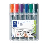 Marqueur permanent Staedtler Lumocolor 356 pointe ogive 2 mm - Pochette de 6 couleurs assorties
