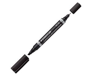 Marqueur permanent Staedtler Lumocolor duo pointes ogive fine 0,6 mm et biseautée 1,5 à 4 mm noir