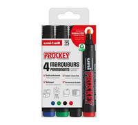 Marqueur permanent Uni Ball Prockey couleurs assorties pointe biseautée 2 à 6 mm - Pochette de 4