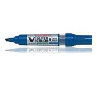 Marqueur Permanent V-Super Color pointe biseautée moyen Bleu Pilot Bleu G