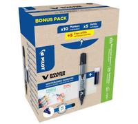 Pilot Pen Marqueurs effaçables V-Board Master Pack 10 + 10 recharges (5 offertes) Noir