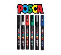 Marqueur - POSCA - PC-5M - Lot de 6 - Pointe conique 2,5 mm - Couleurs variées