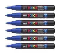 Marqueur - POSCA - PC1MC - Pointe conique extra-fine - Lot de 6 - Bleu foncé 0,7-1mm