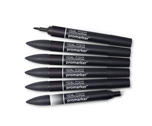 Marqueur Promarker Set 5 Noirs + Blender