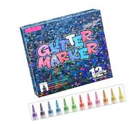 marqueur scintillant, pointe fine 0, 7 mm, 12 Colors / Box, 12 Colors/Box | surligneur scintillant, peinture sur papier toile verre plastique pierre bois, journaux carnet Scrapbooking,