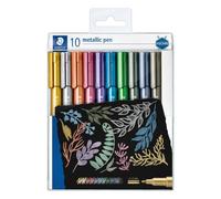 Marqueur staedtler corps metallique 8323 pointe ogive 2,7mm trace 1 a 2mm pack de 10 assortis