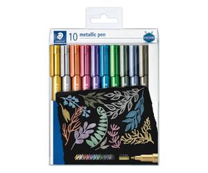 Marqueur staedtler corps metallique 8323 pointe ogive 2,7mm trace 1 a 2mm pack de 10 assortis