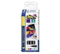 Marqueur staedtler permanent dry safe lumocolor 318 pointe fine 0,6mm coloris assrotis etui de 6 feutres