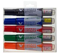 Marqueur effaçable rechargeable Pilot V-Board Master Begreen pointe biseautée 6 mm - Pochette de 5 couleurs assorties