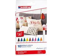 Marqueur textile edding 4600 à pointe ronde de 1 mm, gamme « basic », lot de 6 x 10 couleurs