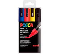 Marqueur - UNI-BALL - Posca PC-5M - Set de 4 - Couleurs assorties - Pointe conique 1.8-2.5mm