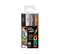Marqueur Uni-Ball Posca PC1MC pointe ogive 0,7 à 1 mm couleurs assorties - Etui de 4