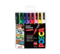 Marqueur Uni-Ball Posca PC3M pointe ogive 0,9 à 1,3 mm couleurs assorties - Etui de 8
