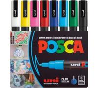 Posca Marqueur PC3M Pointe ogive 0,9–1,3 mm Couleurs assorties Étui de 8