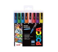 Marqueur Uni-Ball Posca PC3ML pointe ogive 0,9 - 1,3 mm couleurs assorties pailletées - Etui de 8