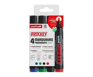 Marqueur Uni Ball Prockey couleurs assorties pointe ogive 1,8 mm - Pochette de 4