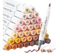 Marqueurs à alcool, 36 couleurs + 1 nuance supplémentaire, double pointe, ensemble de 37 pièces